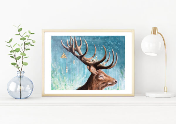 A dear deer, Lisbeth Thygesen, art print, Kunsttryk, A3, deer, stag, hjort, kronhjort