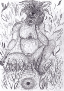 Fox, shaman, Lisbeth Thygesen, drawing, tegning, art