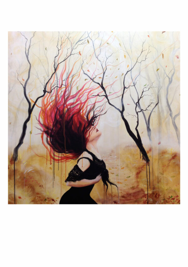 Like a leaf in the wind, Lisbeth Thygesen, art print, kunsttryk