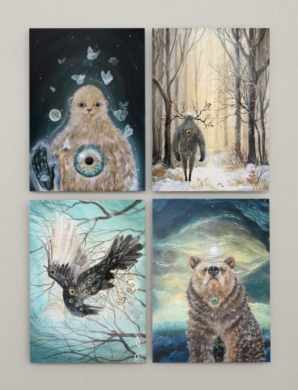 Postkort, spirit creatures, Lisbeth Thygesen