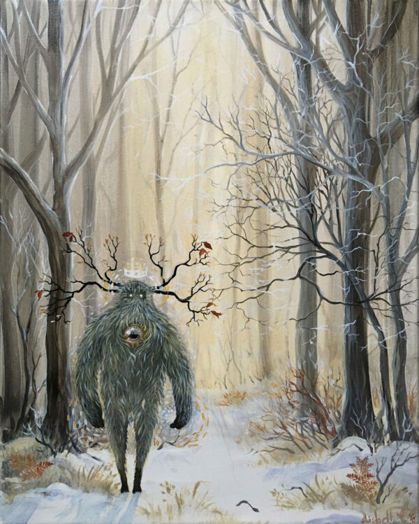 forest, watcher, spirit, skov, ånd, Lisbeth Thygesen, maleri, painting, art, kunst