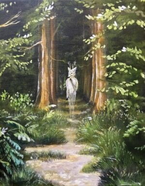 Oh deer, Lisbeth Thygesen, forest, skov, maleri, painting, original