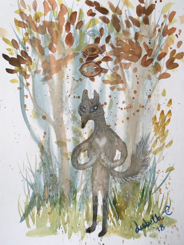 wolf, ulv, love, kærlighed, namaste, watercolor, akvarel, Lisbeth Thygesen